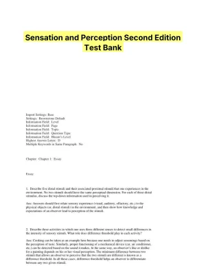 Sensation and Perception Second Edition Test Bank