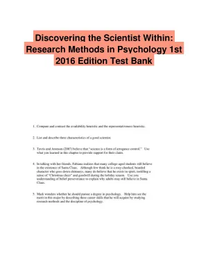 Discovering the Scientist Within: Research Methods in Psychology 1st 2016 Edition Test Bank