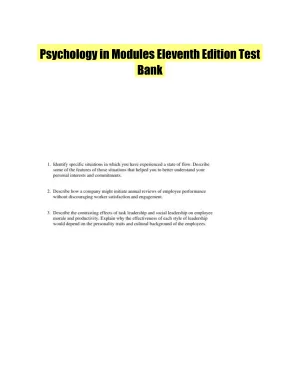 Psychology in Modules Eleventh Edition Test Bank