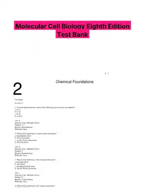 Molecular Cell Biology Eighth Edition Test Bank