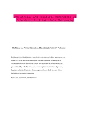 The Ethical And Political Dimensions Of Friendship In Aristotle's Philosophy