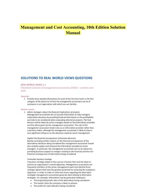 Management and Cost Accounting, 10th Edition Solution Manual