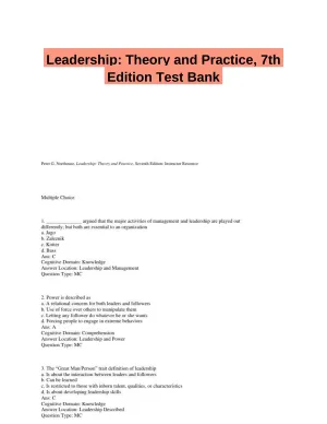 Leadership: Theory and Practice, 7th Edition Test Bank