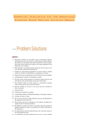 Essential Statistics for the Behavioral Sciences Brief Edition Solution Manual