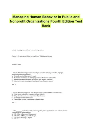 Managing Human Behavior in Public and Nonprofit Organizations Fourth Edition Test Bank
