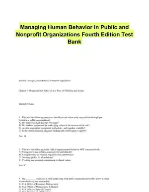 Managing Human Behavior in Public and Nonprofit Organizations Fourth Edition Test Bank