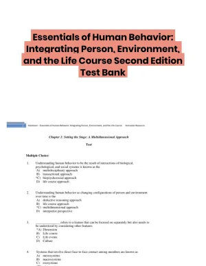 Essentials of Human Behavior: Integrating Person, Environment, and the Life Course Second Edition Test Bank