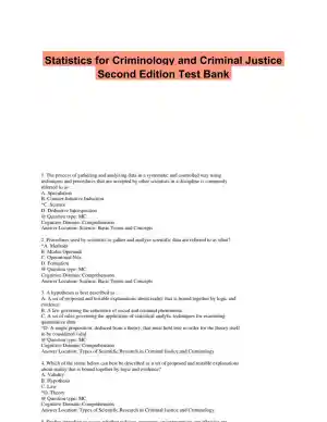 Statistics for Criminology and Criminal Justice Second Edition Test Bank