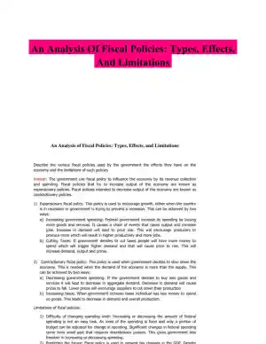 An Analysis Of Fiscal Policies: Types, Effects, And Limitations