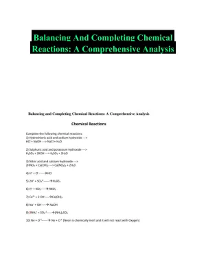 Balancing And Completing Chemical Reactions: A Comprehensive Analysis