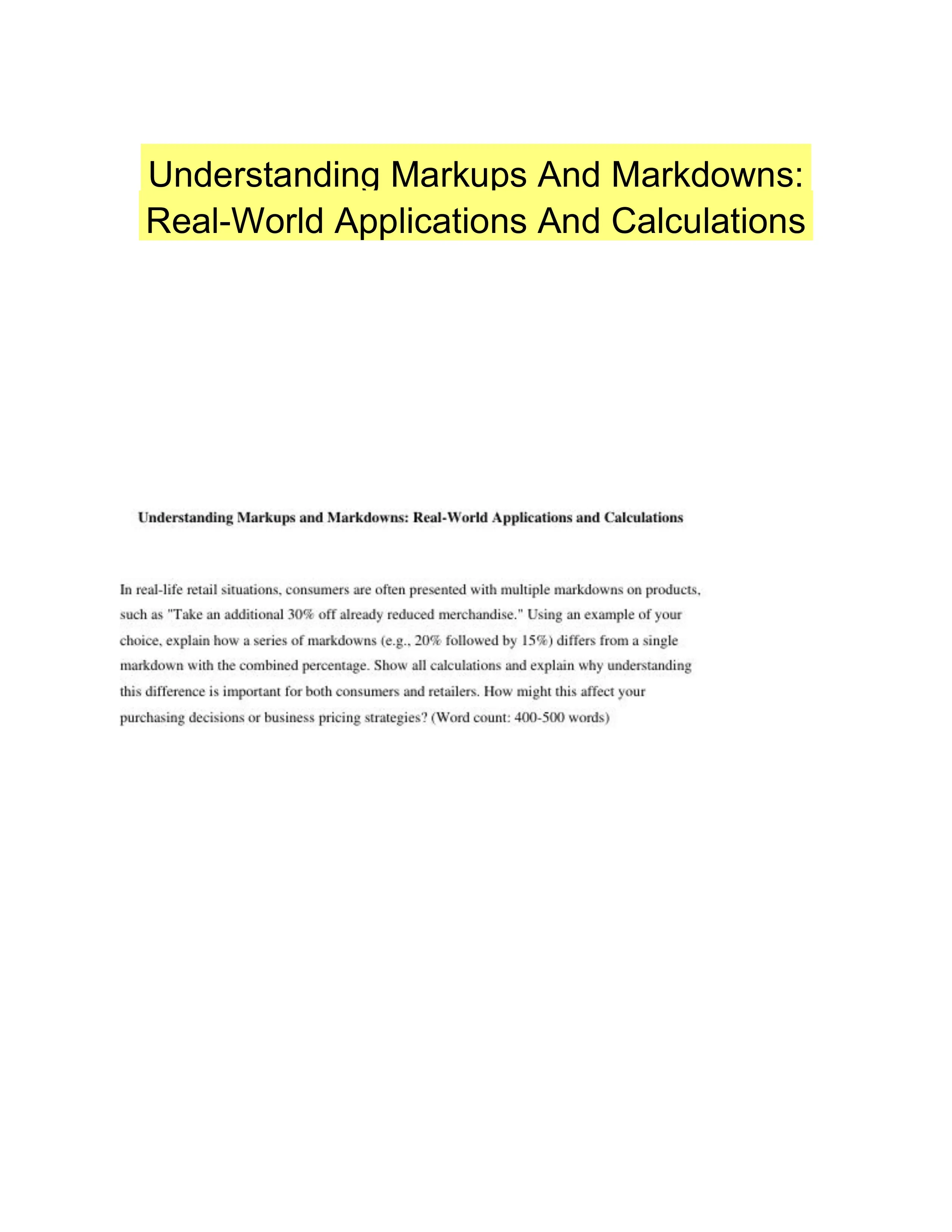 Understanding Markups And Markdowns: Real-World Applications And Calculations