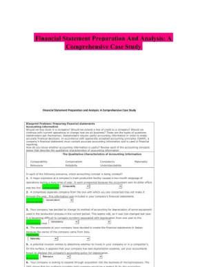 Financial Statement Preparation And Analysis: A Comprehensive Case Study