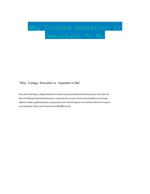 Why College Education Is Important To Me