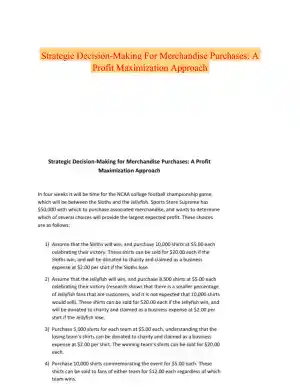 Strategic Decision-Making For Merchandise Purchases: A Profit Maximization Approach