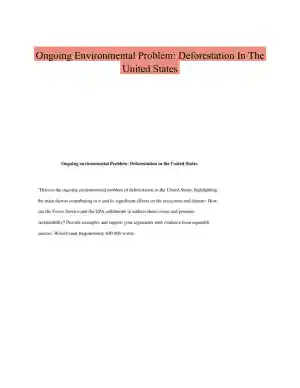 Ongoing Environmental Problem: Deforestation In The United States