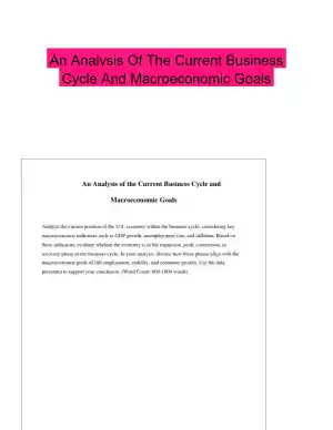 An Analysis Of The Current Business Cycle And Macroeconomic Goals