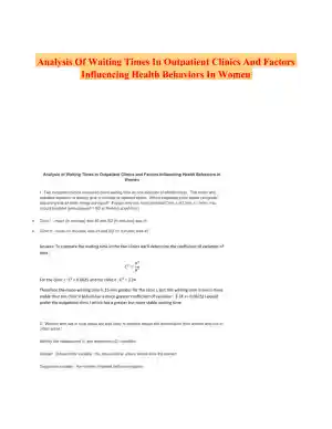 Analysis Of Waiting Times In Outpatient Clinics And Factors Influencing Health Behaviors In Women