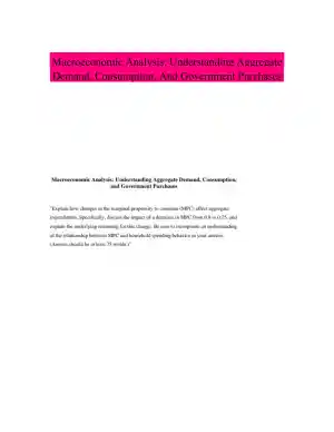 Macroeconomic Analysis: Understanding Aggregate Demand, Consumption, And Government Purchases