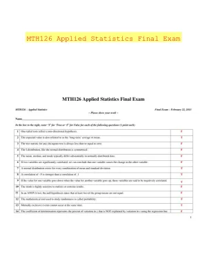 MTH126 Applied Statistics Final Exam