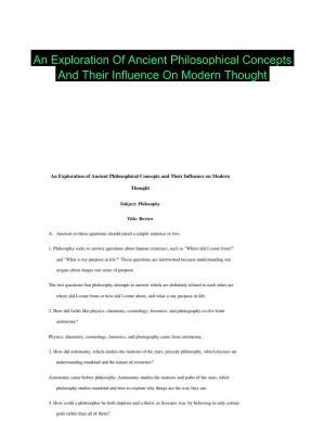 An Exploration Of Ancient Philosophical Concepts And Their Influence On Modern Thought