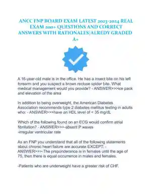 2023-2024 ANCC FNP Board Exam Latest Real Exam with Answers (150 Solved Questions)
