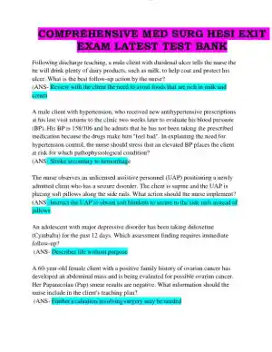 HESI Comprehensive Medical Surgical Exit Exam with Answers (839 Solved Questions)