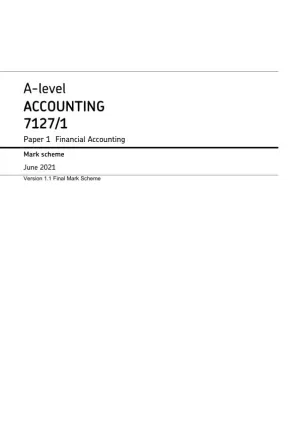 2021 AQA A-level Accounting Paper 1 7127/1 with Answers (17 Solved Questions)