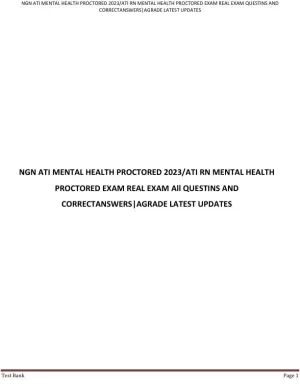 2023 ATI RN Mental Health Proctored Real Exam with Answers (70 Solved Questions)