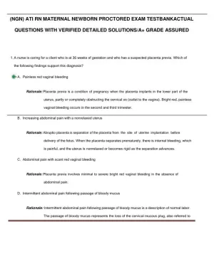 ATI RN Maternal Newborn NGN Proctored Exam with Answers (250 Solved Questions)
