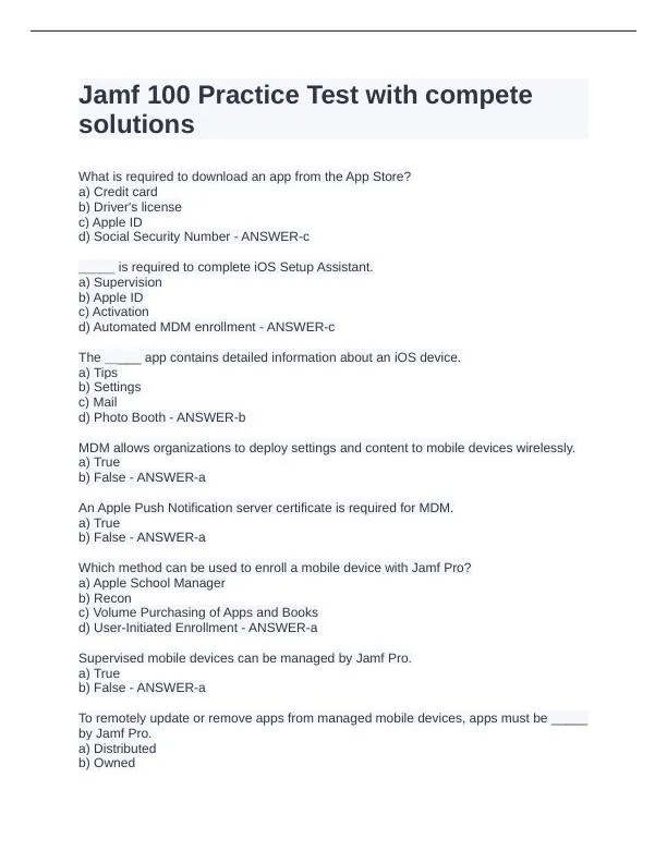 Jamf 100 Practice Test with Answers (60 Solved Questions)