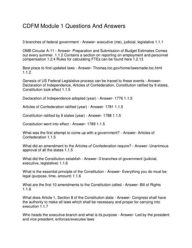 CDFM Module 1 Practice Exam with Answers (156 Solved Questions)