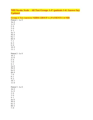 NIH Stroke Scale � All Test Groups A-F (patients 1-6) with Answers (18 Solved Questions)