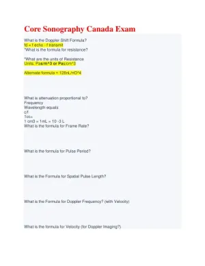 Core Sonography Canada Practice Exam with Answers (170 Solved Questions)