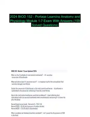 2024 BIOD 152 - Portage Learning Anatomy and Physiology Module 1-7 Exam With Answers (159 Solved Questions)