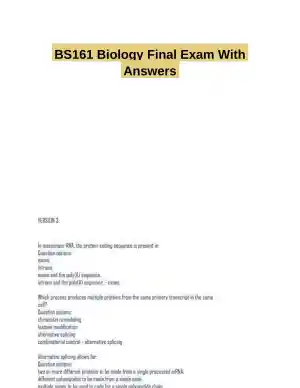 BS161 Biology Final Exam With Answers (81 Solved Questions)