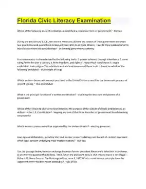FCLE Law Civic Literacy Exam With Answers (38 Solved Questions)