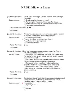NR511 Healthcare Assessment Midterm Exam With Answers (15 Solved Questions)
