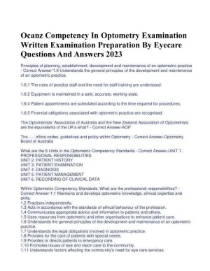 2023 OCANZ Healthcare Assessment Optometry Exam With Answers (7 Solved Questions)