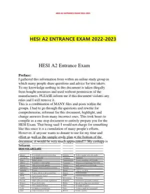 2022-2023 HESIA2 Comprehensive Entrance Exam With Answers (518 Solved Questions)