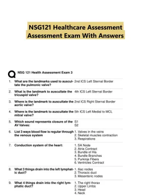 NSG121 Healthcare Assessment Assessment Exam With Answers (89 Solved Questions)