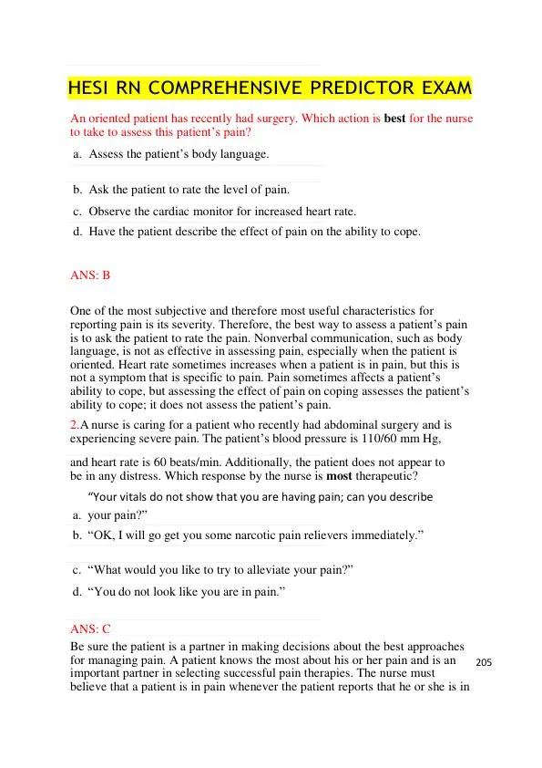 HESI Health Care Assessment RN Comprehensive With Answers (8 Solved Questions)