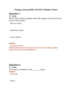 BIOD152 Cardiovascular Module Exam With Answers (32 Solved Questions)