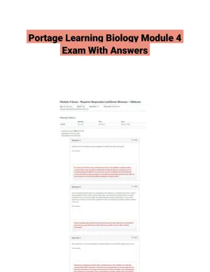 Portage Learning Biology Module 4 Exam With Answers (23 Solved Questions)