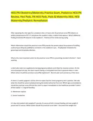 HESI PN Obstetrics, Maternity, Pediatrics Practice Exam With Answers (1000 Solved Questions)