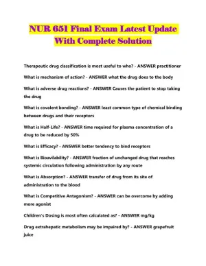NUR651 Pharmacology Final Exam With Answers (158 Solved Questions)
