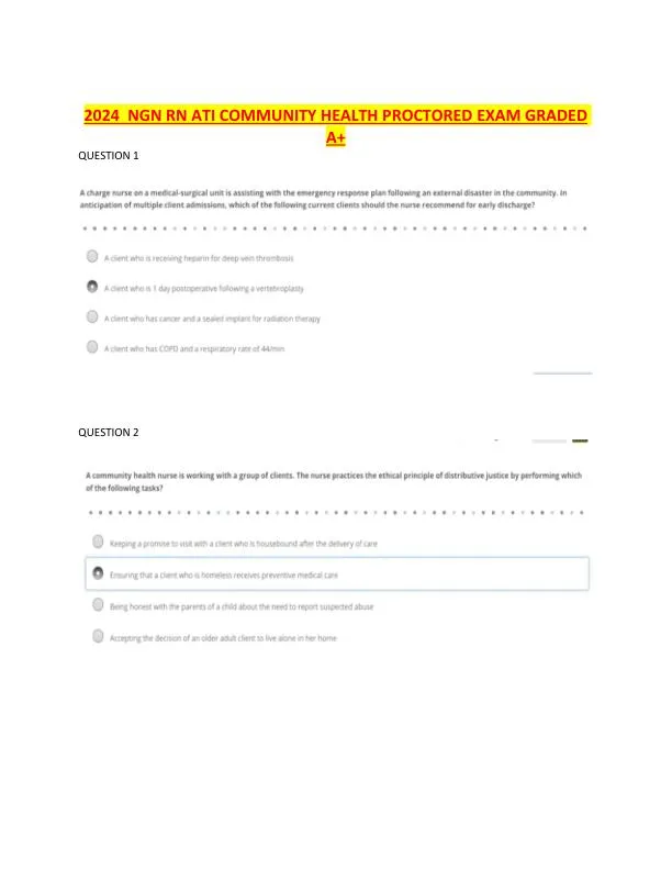 2024 ATI RN Community Health Proctored Exam With Answers (5 Solved Questions)