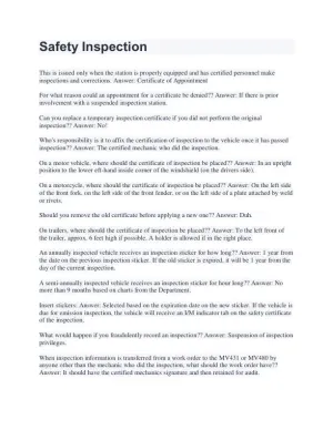 Safety Inspection With Answers (63 Solved Questions)