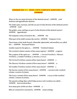 HONDROS BIO117 Anatomy and Physiology Practice Exam With Answers (400 Solved Questions)