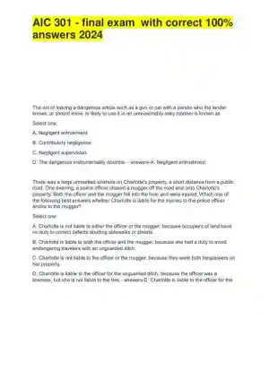 2024 AIC301 Law Final Exam With Answers (50 Solved Questions)