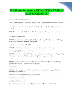 2023 HESI Fundamentals of Nursing Practice Exam With Answers (319 Solved Questions)